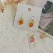 Acrylic Peach Dangle Earrings 1 Pair - Hook Earring - Tangerine - One Size