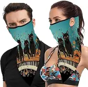 [HKMNTGD] Half Mask Neck Gaiters Mask for Men Women Blue Flower Printed Neck Gaiter Women Skeleton Mask Neck Gaiter