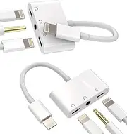 Lightning to 3.5mm Headphone Converter(2Pack)3in1 Iphone AUX Adapter Dongle for Apple MFI Certified 11 12 13 14 Pro Max 6 7 8 Plus X XR Ipad Music Adaptador Para Cord Audio Charger Jack Cable Splitter