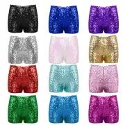 Girls Kids Sequins Dancing Shorts Stretchy Bottoms Gymnastic Fitness Hot Pants