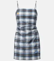 [Acne Studios] Acne Studios Plaid linen-blend minidress UK 12 blue