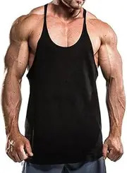 [Muscle Alive] Men's Gym Stringer Vest Bodybuilding Training Muscle Shirt Cotton