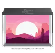 Pink Illustrated Sunset Polyester Fish Tank Glass Backdrop Aquarium Background