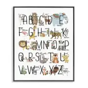 Stupell Industries Boho Animal ABCs Black Framed Wall Art, 16x20, Design by A...