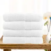 Softouch 4 PCS Ultra Light Quick Dry Premium Cotton Bath Towel 500GSM 4*Bath Towel white