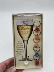 Set of 6 Assorted Gardening Wine Glass Markers Boston Warehouse NIB