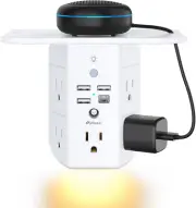 Surge Protector Power Strip with 5 AC Outlets and 3 USB Ports, Night Light