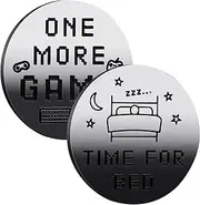 1 More Episode/1 More Game or Time for Bed Decision Coin Maker, Double Sided Choice Coin, Funny Birthday Present for Boys Game Decision Coin Game Lover/Episode Lover Men Women Birthday Christmas