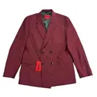Hugo Boss Mens Modern Fit Super Flex Double-Breasted Suit Jacket Dark Red 40R