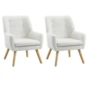Oikiture 2x Armchair Lounge Chair Sherpa Accent Armchairs Tub Chairs Sofa White
