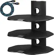 Cheetah AS3B 3 Shelf TV Component Wall Mount Shelving Bracket with 18x16-inch Shelf, 15-Feet Twisted Veins HDMI Cable for Satellite Box, DVD Player, Game Station and Receiver
