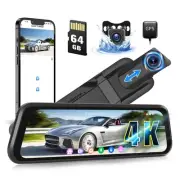 4K Rear View Mirror Camera, 9.66" IPS Mirror Dash Cam Front and Rear for Car ...