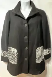 Desigual Black Patchwork Pockets Women’s Coat / Jacket Plus Size 44 NWT