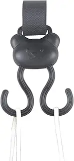 Hooks for Stroller | Double Carabiner Clip Cartoon Bear Adjustable Loop Fastener | Baby Travel Supplies, Non-Slip Outdoor Stroller Accessories for Diaper Bag