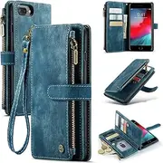 ELEPIK for iPhone 6 Plus/7 Plus/8 Plus Wallet Case with Card Holder, Kickstand, Wristlet for Women Men, Durable PU Leather Magnetic Wallet Phone Case for iPhone 6 Plus/7 Plus/8 Plus, Elegant Blue
