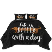 Cool Quote Life is Better With a Dachshund Dog Coverlet