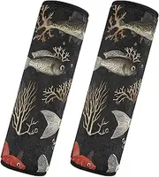 Car Seat Belt Pads 2 Piecing Soft Unique Car Safety Seat Belt Strap Shoulder Pad for Adults Youth Kids M Chic Cod Fishes