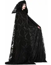 Witch Wizard Midnight Cloak - Lace - Black - Costume Accessory - One Size