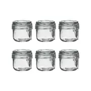 Argon Tableware Glass Storage Jars with Airtight Clip Lid - 125ml Set - Pack of 6