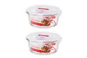 2x Locknlock 950ml Euro Round Borosilicate Glass Food Container Storage w Lid