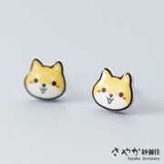 【Sayaka紗彌佳】925純銀可愛萌寵黃色狗狗造型耳環