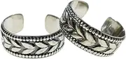 [TIBETAN SILVER] Authentic 925 Sterling Silver Fashion Toe Rings for Women & Teens Fine Engraving Ethnic Gypsy Boho Designer Modern Contemporary Adjustable Size Toe Ring Jewelry