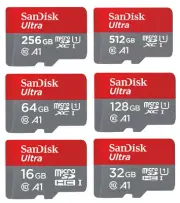 Micro SD Card SanDisk 16GB 32GB 64GB 128GB 256GB 512GB Ultra Class 10 Memory A1