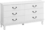 Artiss Chest of Drawers 6 Drawer White Tallboy, Dresser Clothes Storage Cabinet Organizer Lowboy Bedside Table Bedroom Furniture Home Living Room Hallway Entryway