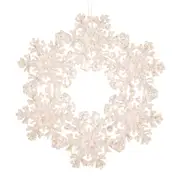 White Iridescent Snowflake Wreath Hanging 13cm