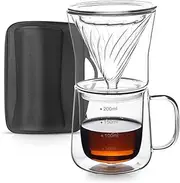TaiLake Coffee Self Brewing Cup - Perfect for Single Serve Coffee - Experience the Art of One Cup Pour Over Coffee Maker(Vortex Filter Set)