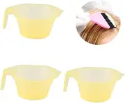 Hair Mixing Bowl 3pcs Dyeing Bowl with Handle Easy to Use No Portable Yellow Hair Coloring Tool for Salon