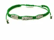 St Jude Green Corded Bracelet Silver Charm Teens Women's Adjustable San Judas N