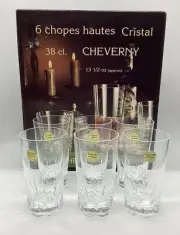 VTG 6 Cristal D'Arques Cheverny Crystal Diamond Highball Glasses Brand New IOB.