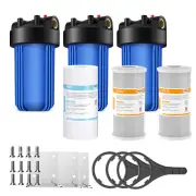3-Stage Whole House Water Filter Housing System 10" x2.5" PP Sediment CTO Carbon