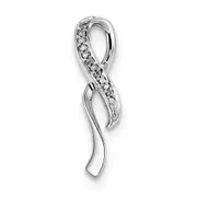 Sterling Silver Rhodium Diamond Looped Ribbon Pendant