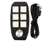 6 Key Mini Keypad with Knob Programmable Dual Mode One-Handed Mechanical Keypad for Gaming White