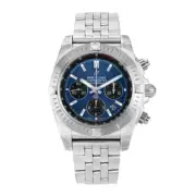 Breitling Chronomat Watch 44MM Blue Index Hour Markers Dial Stainless Steel