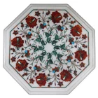 12" marble Inlay Side table top semi precious Gemstones Handmade work