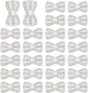 [SUPERFINDINGS] 30Pcs Rhinestone Bow Buttons 12x21MM Pearl Bow Crystal Diamond Buttons Elegant Alloy Bowknot Buttons With Plasitc Imitation Pearl Beads for Shoes Dress