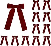 Meseey 12 Pcs Velvet Bows with Twist Tie 3.5 Inch Pre-Tied Vintage Christmas Velvet Ribbon Bows for Treat Bags Gift Wrapping Basket Wedding Baby Shower Brithday Party (Burgundy, 3.5Inch)