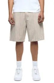 Round Two Stripe Flat Front Cotton Shorts in Earth at Nordstrom, Size 32