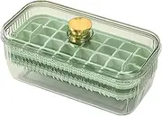 Ice Cubes Tray, Ice Cubes Tray with Lid and Bin 64 Grid Double Layer Silicone Ice Cubes Molds Tray with Scoop for Freezer(Green)
