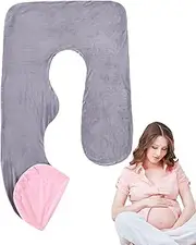 Maternity Pillow Case - Cotton G Shaped Full Body Pillow Case,31.4 x 47.2 x 70.8 Inch Removable Washable Pillow Cover for Maternity Pillows