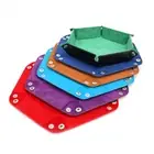 Foldable Dice Tray Box PU Leather Folding Hexagon Coin Square Tray Dice G-r5 CR