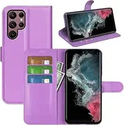 Ezydigitals Case for Samsung Galaxy S23 Ultra 5G Premium Leather Wallet Flip Case Cover - Purple