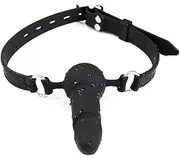 Adjustable Leather Straps Lock Open Mouth Gag Silicone Dildo Mouth Ball Gag,Sex Toys Sex Games BDSM Bondage Kinky Slave
