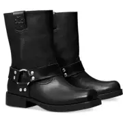 Tory Burch Womens Leather Square Toe Pull On Motorcycle Boots BHFO 7640