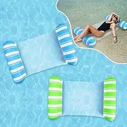 2 Pack Inflatable Pool Floats Adult Size Water Hammock,Pool Floaties Toys,4-in-1 Multi-Purpose Floats for Swimming Pool,Pool Rafts Lounge Chairs Floating,for Adults Vacation Fun and Rest