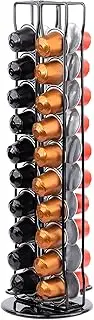 Coffee Pod Holder for Nespresso Pods, 40 Capsule Capacity, 360° Rotating Coffee Pod Storage Tower Stand, Black, Rust-Proof, Soft Base, 37cm High, Ideal Coffee Pod Holder for Kitchen, Office, Canteen