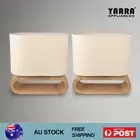 2X Modern Desk Lamp Wooden Bedside Study Table Light Fabric Shade E27 White